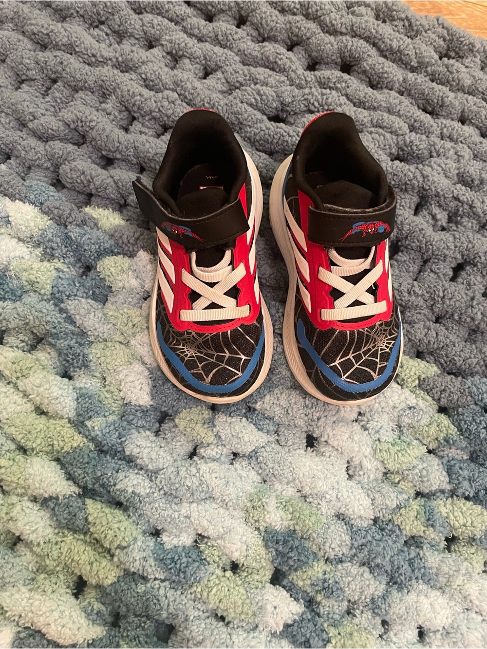 adidas Kids Spider-Web Red, Black & Blue Sneakers